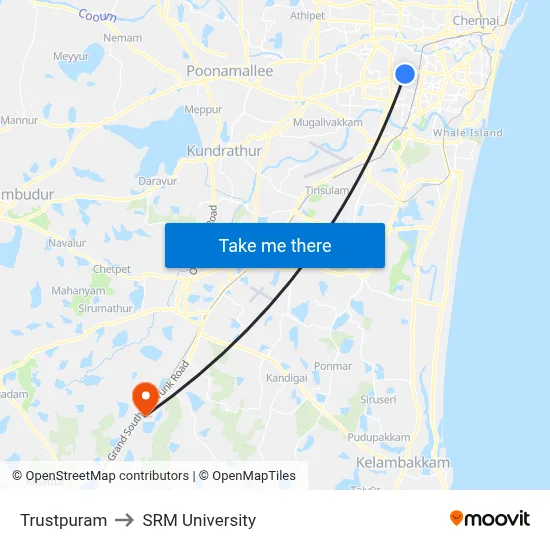 Trustpuram to SRM University map