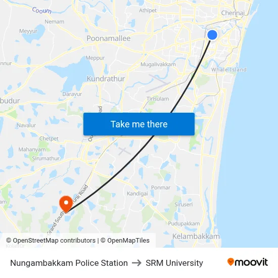 Nungambakkam Police Station to SRM University map