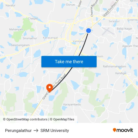 Perungalathur to SRM University map