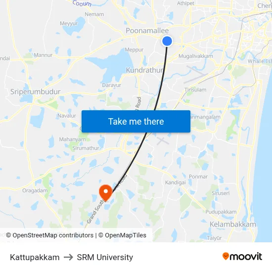 Kattupakkam to SRM University map