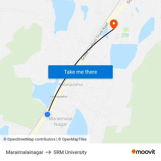 Maraimalainagar to SRM University map