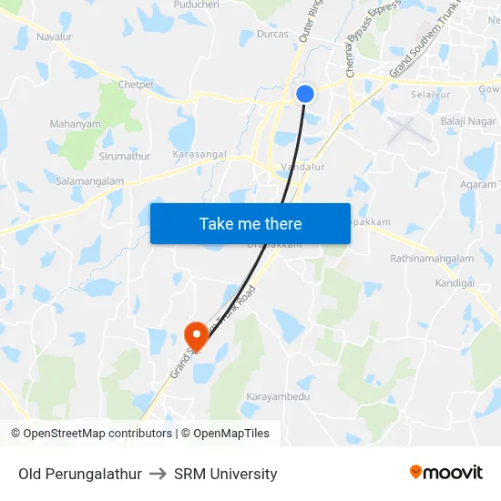 Old Perungalathur to SRM University map