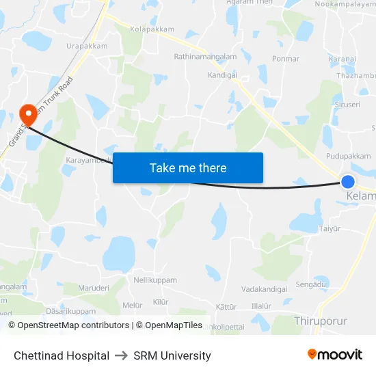 Chettinad Hospital to SRM University map