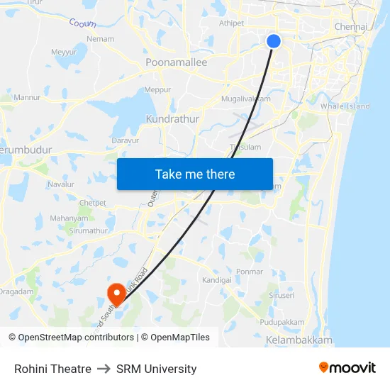 Rohini Theatre to SRM University map