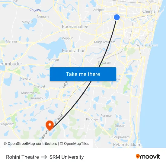Rohini Theatre to SRM University map