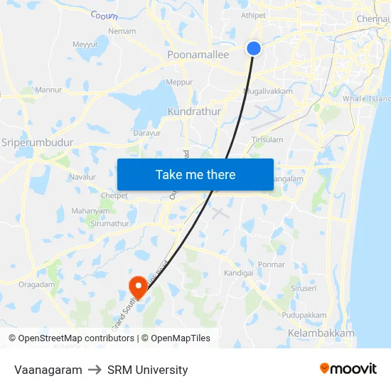 Vaanagaram to SRM University map