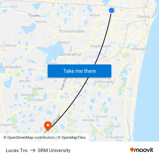 Lucas Tvs to SRM University map