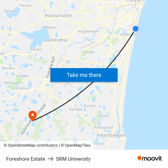 Foreshore Estate to SRM University map