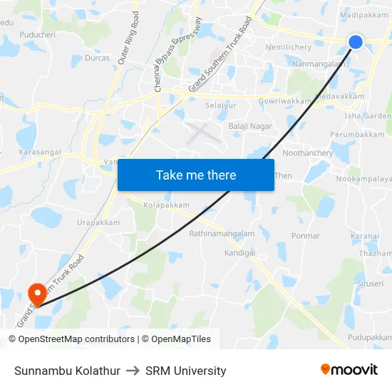 Sunnambu Kolathur to SRM University map
