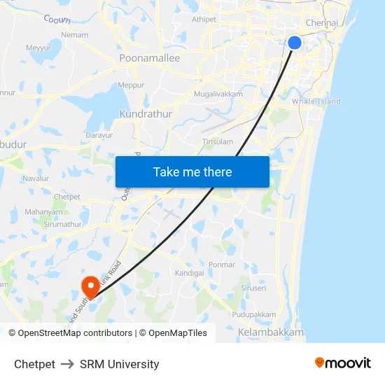 Chetpet to SRM University map
