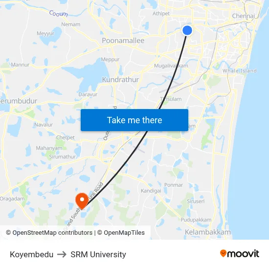 Koyembedu to SRM University map