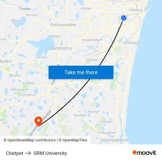 Chetpet to SRM University map