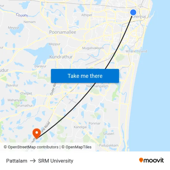 Pattalam to SRM University map