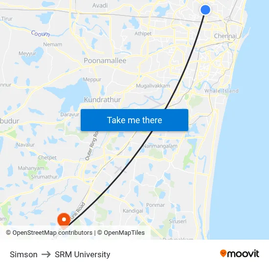 Simson to SRM University map