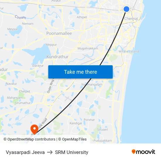 Vyasarpadi Jeeva to SRM University map