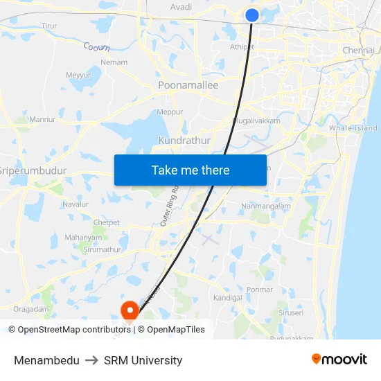 Menambedu to SRM University map