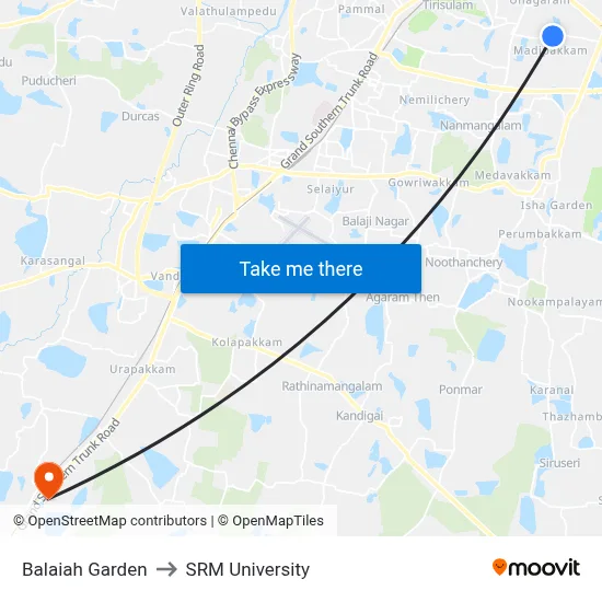 Balaiah Garden to SRM University map