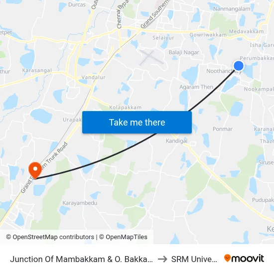 Junction Of Mambakkam & O. Bakkam Road to SRM University map
