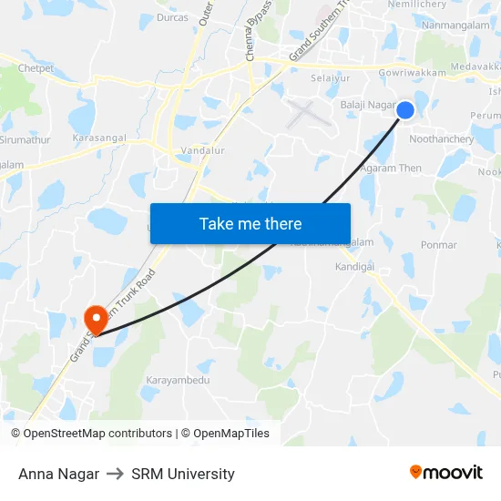 Anna Nagar to SRM University map