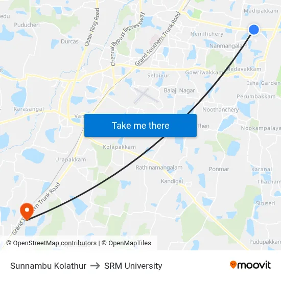 Sunnambu Kolathur to SRM University map