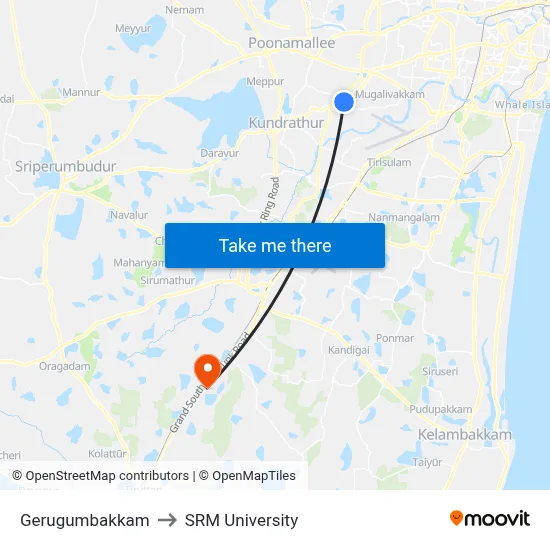 Gerugumbakkam to SRM University map