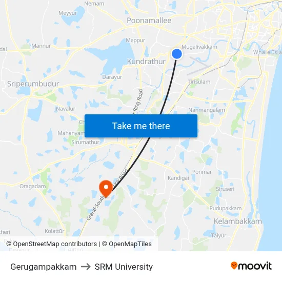 Gerugampakkam to SRM University map