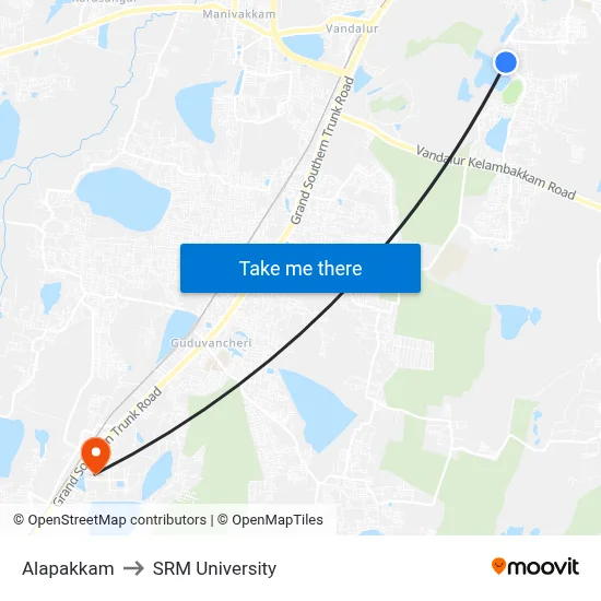 Alapakkam to SRM University map