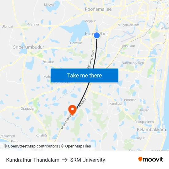 Kundrathur-Thandalam to SRM University map