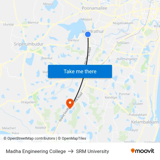 Madha Engineering College to SRM University map
