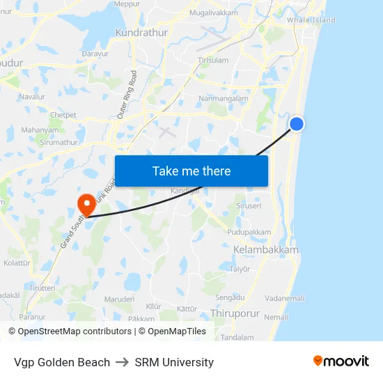 Vgp Golden Beach to SRM University map