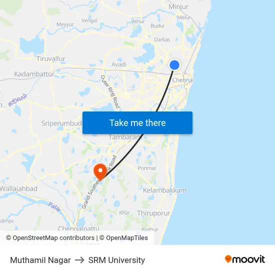 Muthamil Nagar to SRM University map