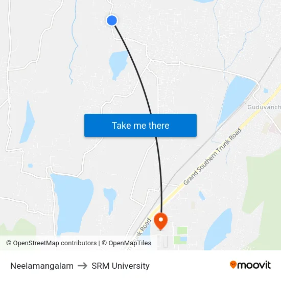 Neelamangalam to SRM University map