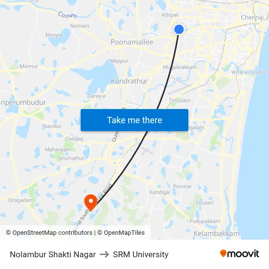 Nolambur Shakti Nagar to SRM University map