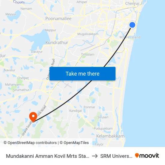 Mundakanni Amman Kovil Mrts Station to SRM University map