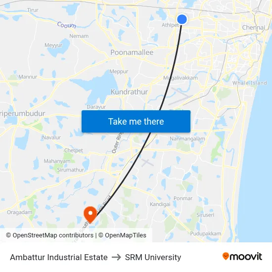Ambattur Industrial Estate to SRM University map