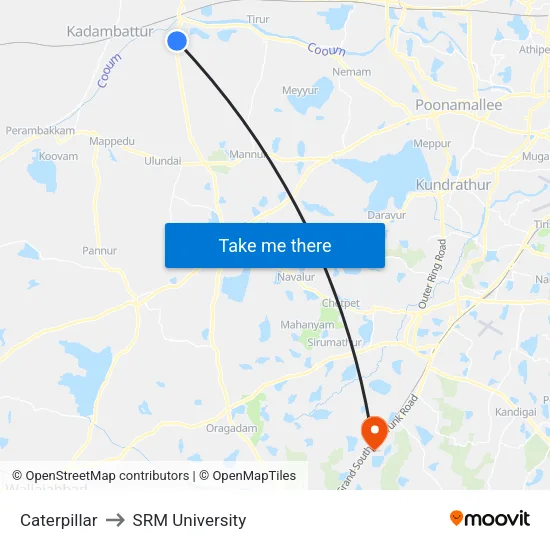 Caterpillar to SRM University map