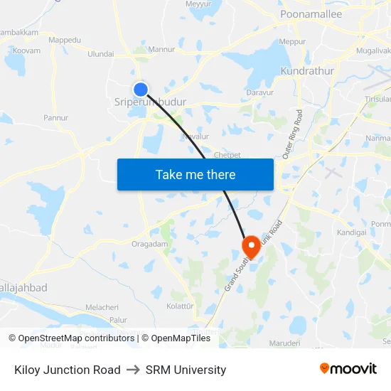 Kiloy Junction Road to SRM University map