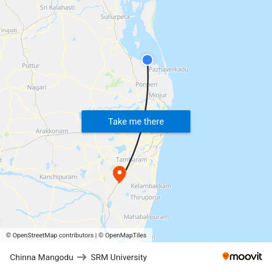 Chinna Mangodu to SRM University map