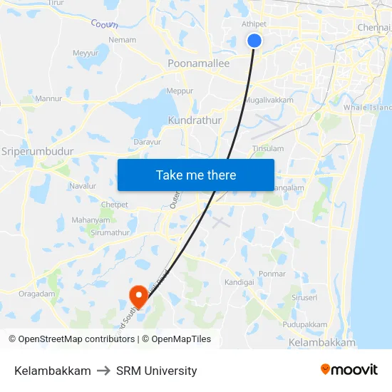 Kelambakkam to SRM University map