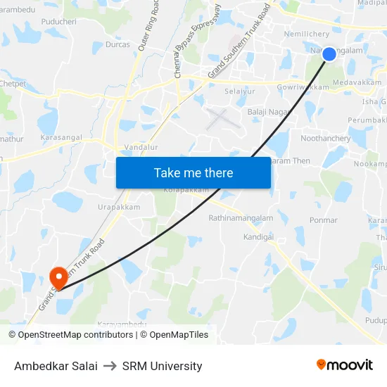 Ambedkar Salai to SRM University map