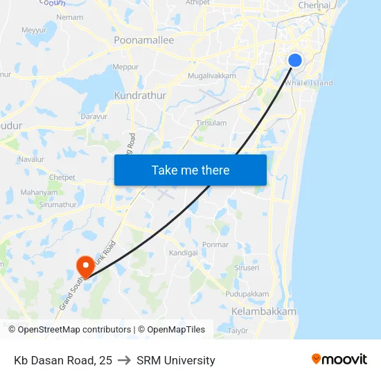 Kb Dasan Road, 25 to SRM University map