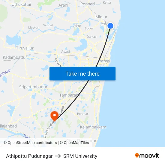 Athipattu Pudunagar to SRM University map