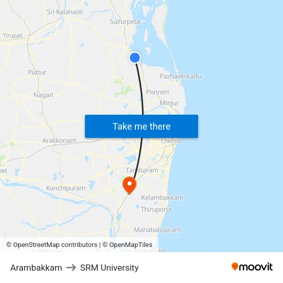 Arambakkam to SRM University map