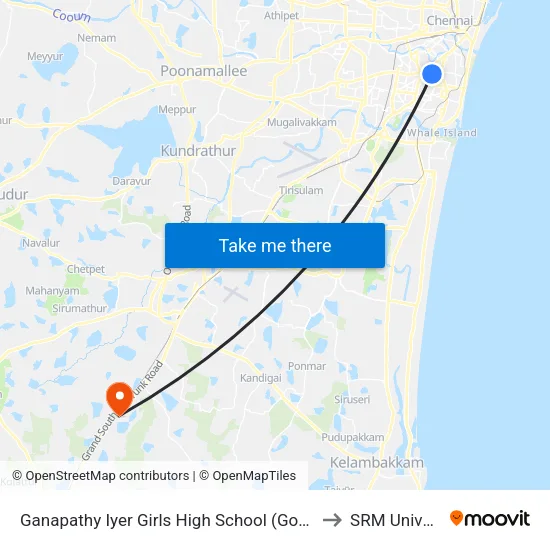 Ganapathy Iyer Girls High School (Gopalapuram) to SRM University map