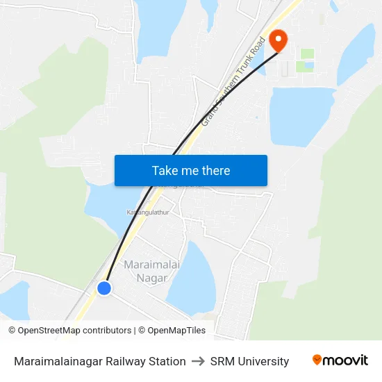 Maraimalainagar Railway Station to SRM University map