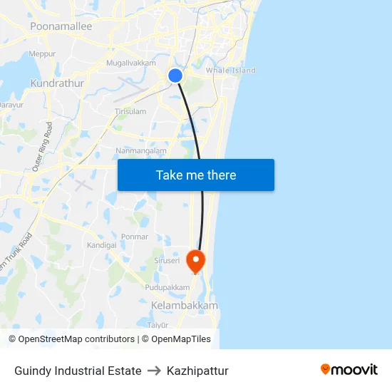 Guindy Industrial Estate to Kazhipattur map