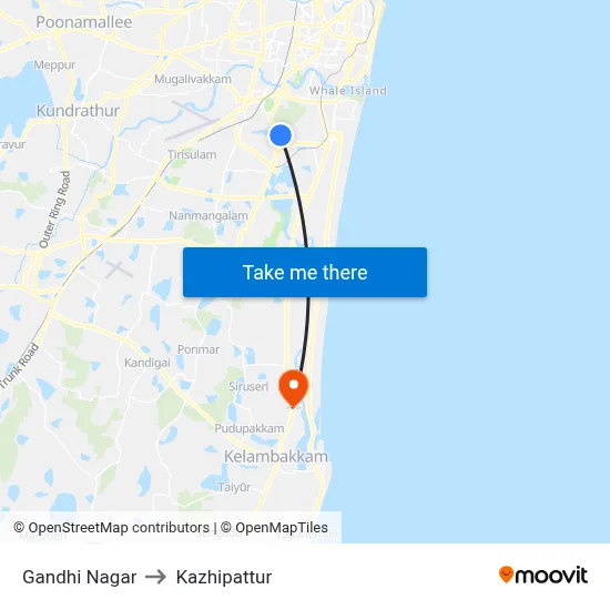 Gandhi Nagar to Kazhipattur map