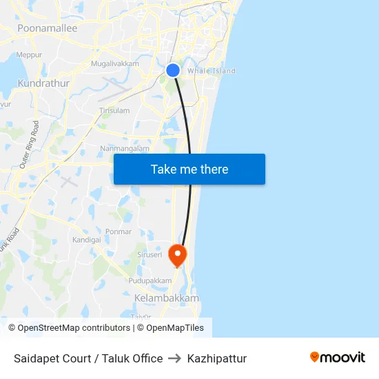 Saidapet Court / Taluk Office to Kazhipattur map