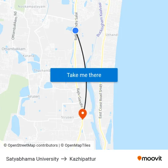 Satyabhama University to Kazhipattur map