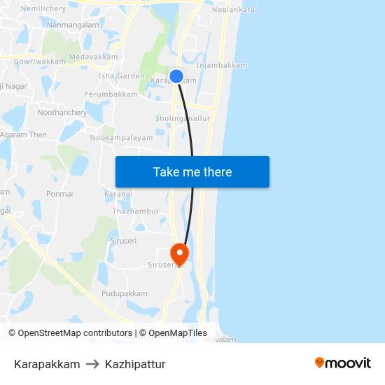 Karapakkam to Kazhipattur map